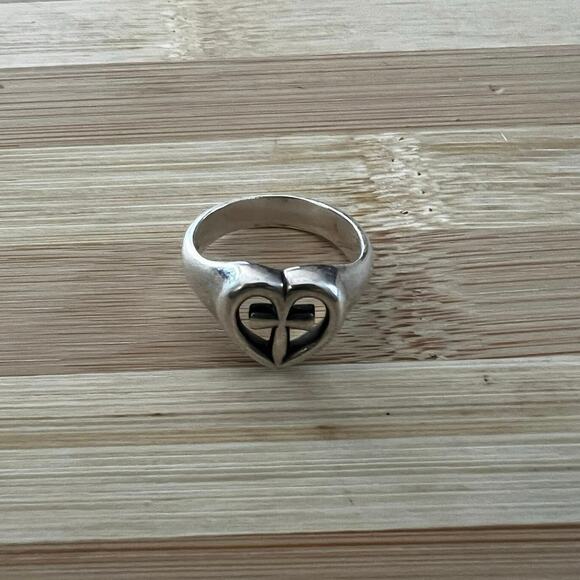 JAMES AVERY Ring Sterling Silver 925 Eternal Love Heart Cross Size 8 Retired - Picture 2 of 5